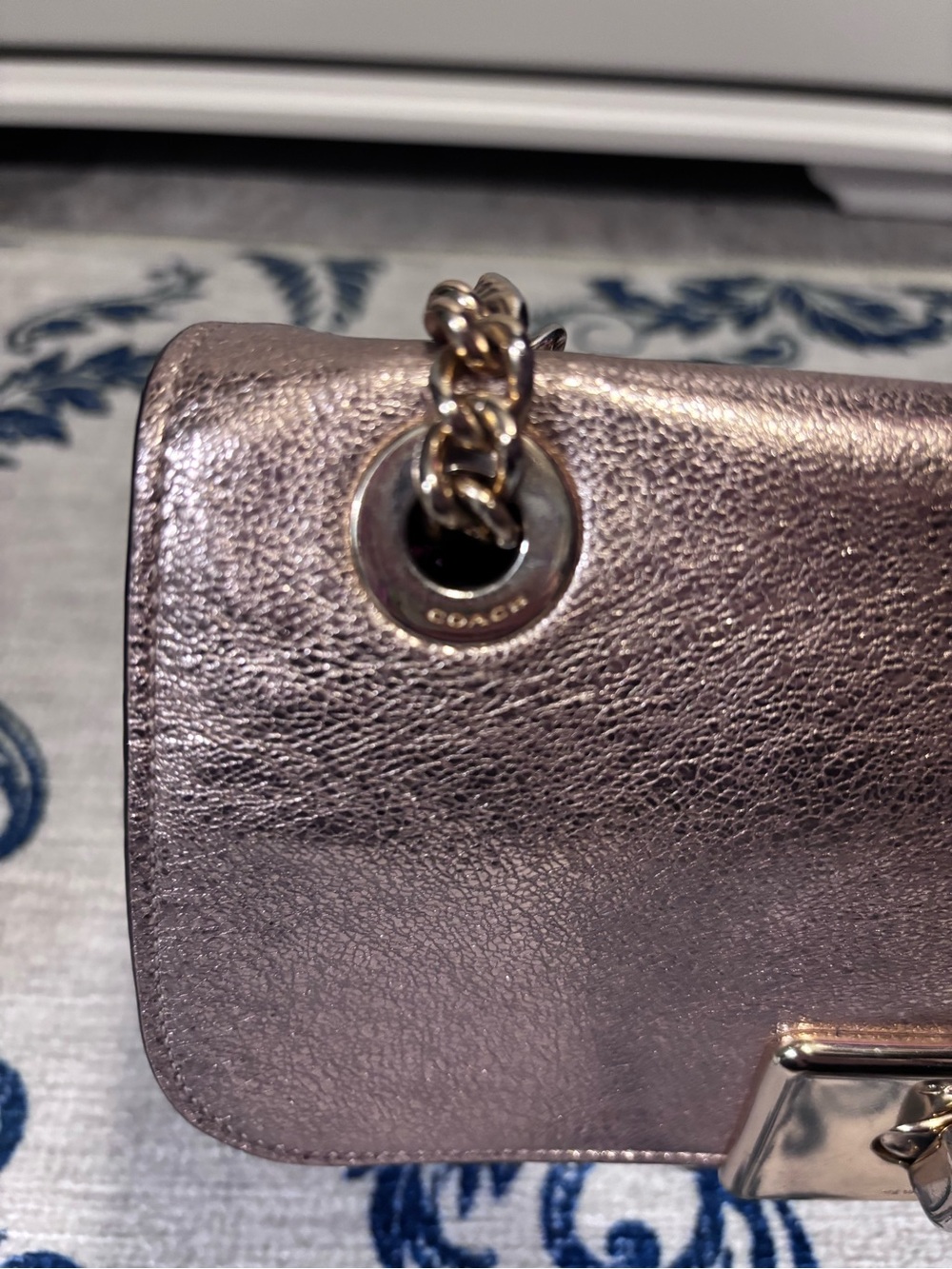 Coach Crinkle Metallic Leather Cassidy Crossbody Bag in Rose Gold - Picture 5 of 14